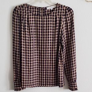 Loft plaid blouse metallic